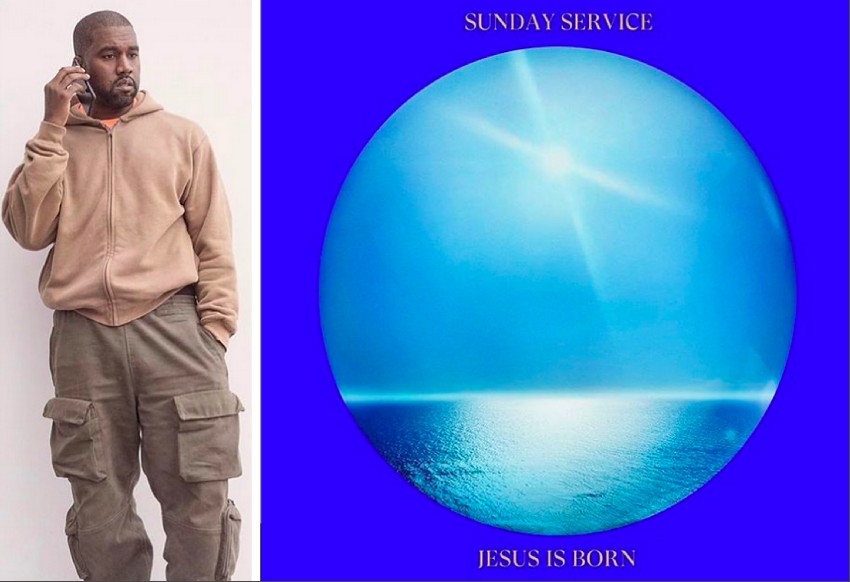 O rapper Kanye West e a capa de seu novo disco, Jesus is Born (Jesus Nasceu) (Foto: Instagram)