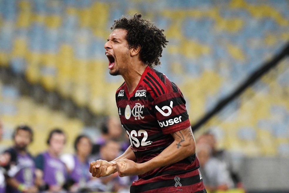 Comemora gol contra o Grêmio no Brasileirão de 2019 — Foto: Alexandre Durão