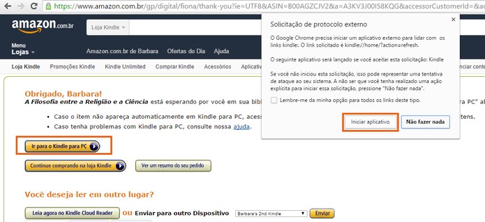 Inicie o aplicativo do Kindle para PC (Foto: Reprodução/Barbara Mannara)