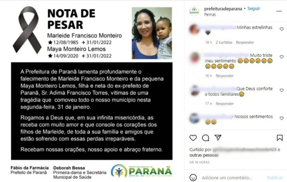Moradores lamentaram mortes em Paranã — Foto: Reprodução