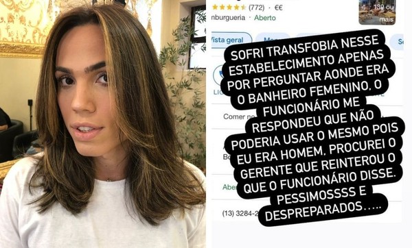 Após episódio, Julie se manifestou nas redes sociais contra atitude de restaurante em Santos, SP — Foto: Reprodução