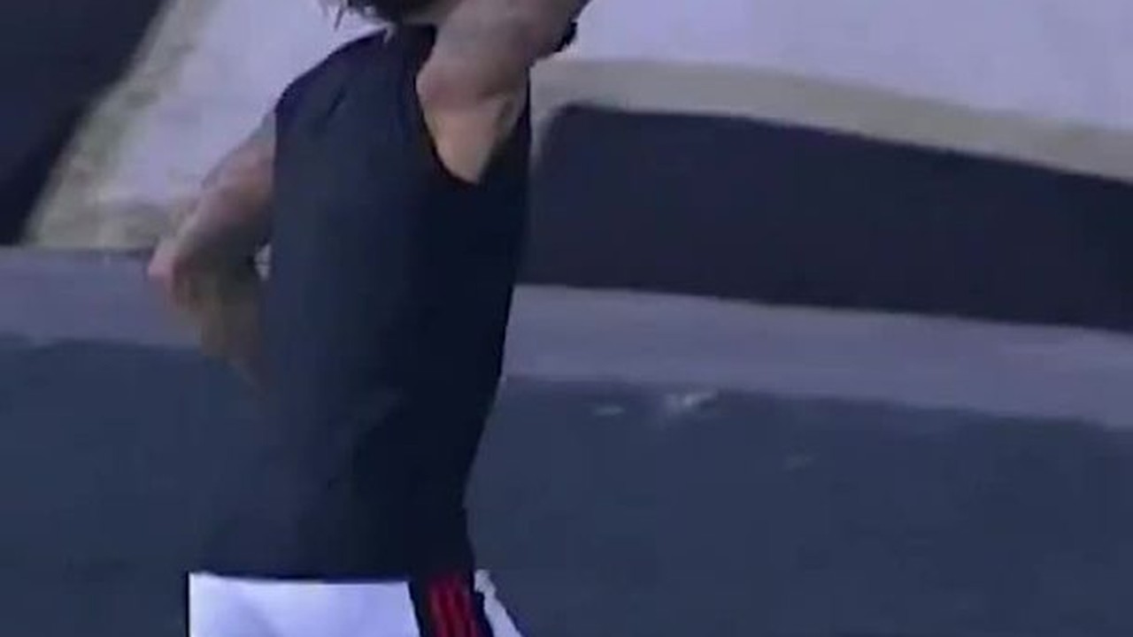 Jogadores do Flamengo comemoram com a torcida no Nilton Santos