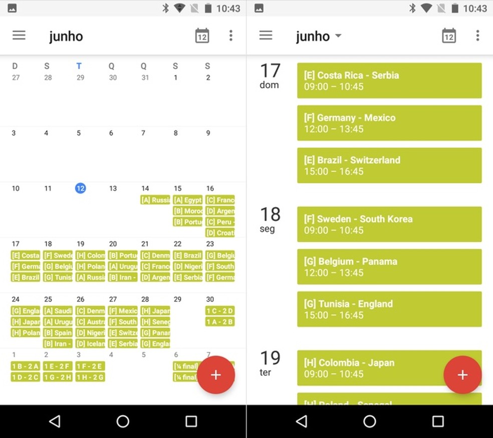 Visualizando horário das partidas da Copa (Foto: Reprodução/Helito Bijora)