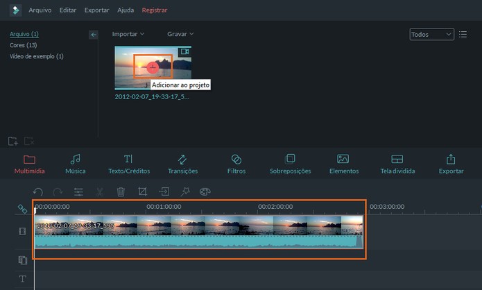 Adicione o vídeo na linha do tempo de edição do seu projeto (Foto: Reprodução/Barbara Mannara)