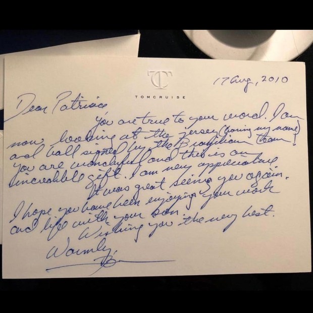 Carta de Tom Cruise para Patrícia Poeta (Foto: Reprodução/Instagram)