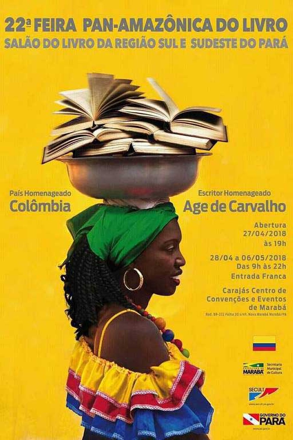 Cartaz de evento da Feira do Livro Ã© alvo de crÃ­ticas apontando racismo em representaÃ§Ã£o de mulher negra carregando livros. (Foto: ReproduÃ§Ã£o / Secult)