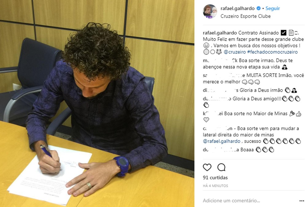 Galhardo assina contrato com o Cruzeiro, mas ainda não tem previsão para estrear