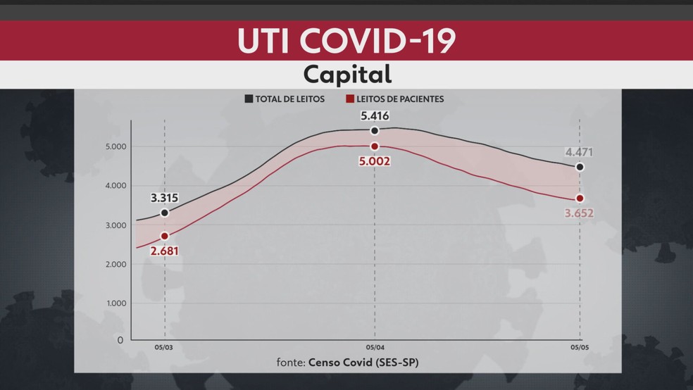 Pacientes internados em UTI na cidade de São Paulo. — Foto: Reprodução/TV Globo