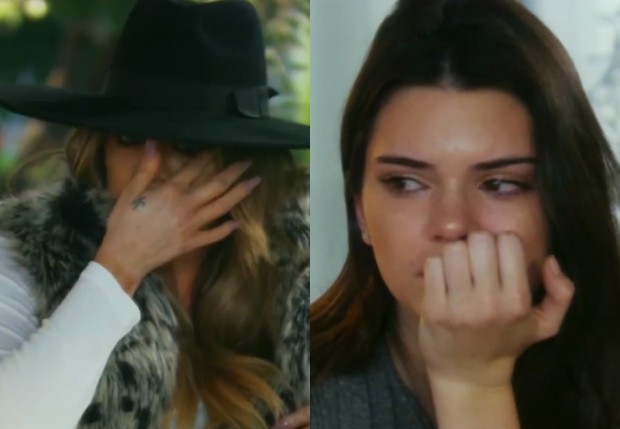 Khloé Kardashian e Kendall Jenner choram em conversa com Bruce (Foto: Reprodução)