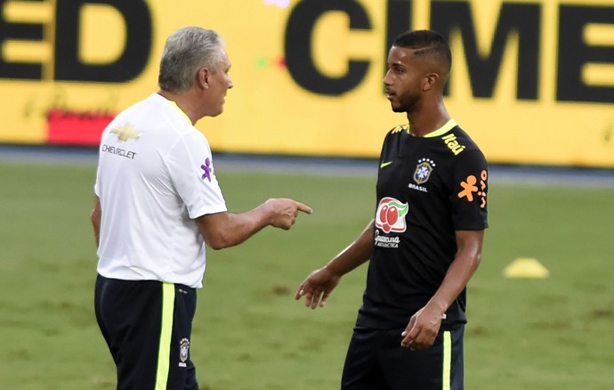 Tite e Jorge, treino seleção brasileira, Estádio Nilton Santos (Foto: André Durão)