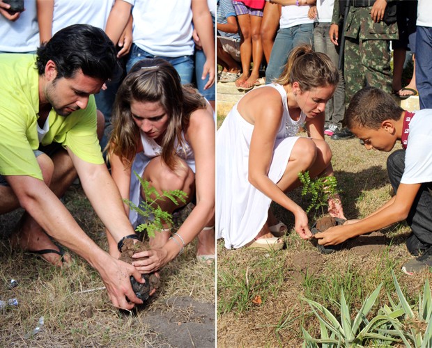 Os famosos plantaram pau-brasil em Coruripe (Foto: Domingão do Faustão / TV Globo)