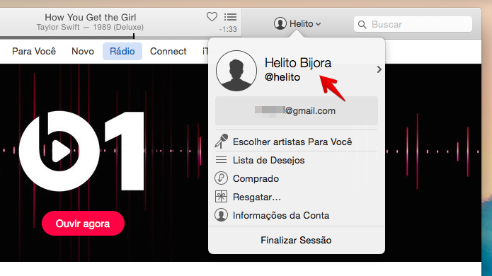 Editando perfil do Connect pelo iTunes (Foto: Reprodução/Helito Bijora) 