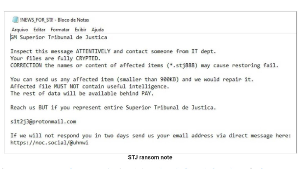 Hackers teriam pedido resgate para liberar dados do STJ — Foto: Reprodução/Bleeping Computer