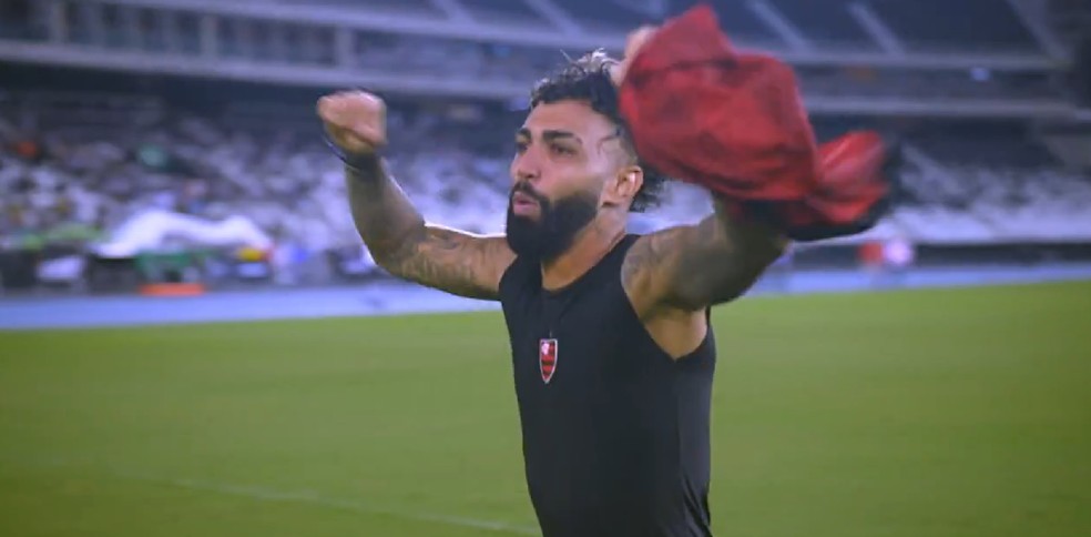 Gabigol comemora vit&oacute;ria do Flamengo contra o Botafogo &mdash; Foto: Reprodu&ccedil;&atilde;o/TV GLobo