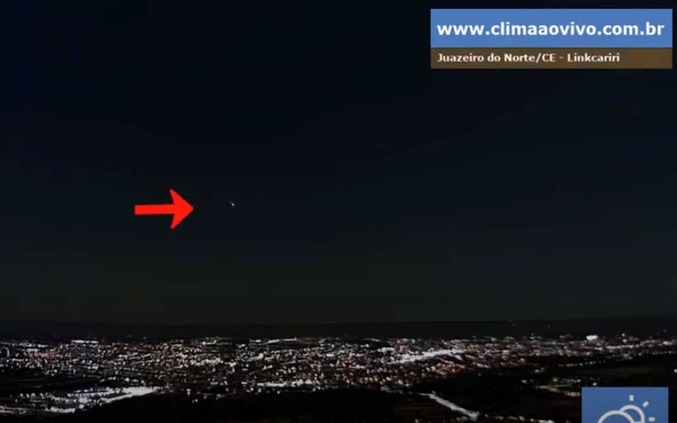 Meteoro também pode ser visto no Ceará — Foto: Reprodução/Youtube/climaaovivo.com.br/Bramon