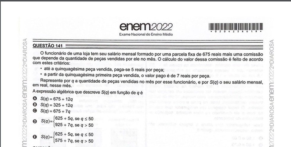 Prova do Enem 2022 não tem resposta correta, dizem cursinhos. — Foto: Reprodução.