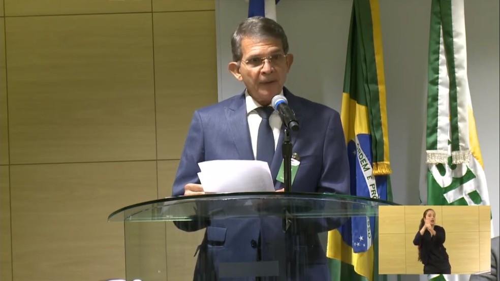 Joaquim Silva e Luna na posse como presidente da Petrobras — Foto: Reprodução/YouTube/Petrobras