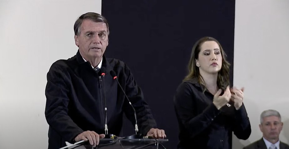O presidente Jair Bolsonaro durante discurso para prefeitos nesta quarta-feira