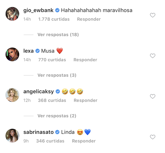 Famosas elogiaram a atriz (Foto: Reprodução Instagram)