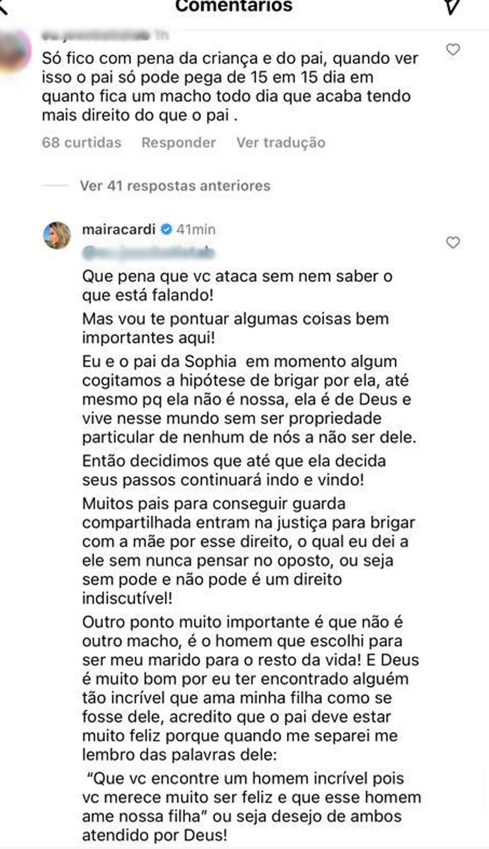 Maíra Cardi rebate internauta — Foto: Reprodução Instagram