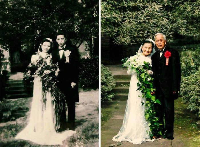 Casal chinês recria fotos antigas para comemorar 70 anos de casamento (Foto: Reprodução/Instagram)