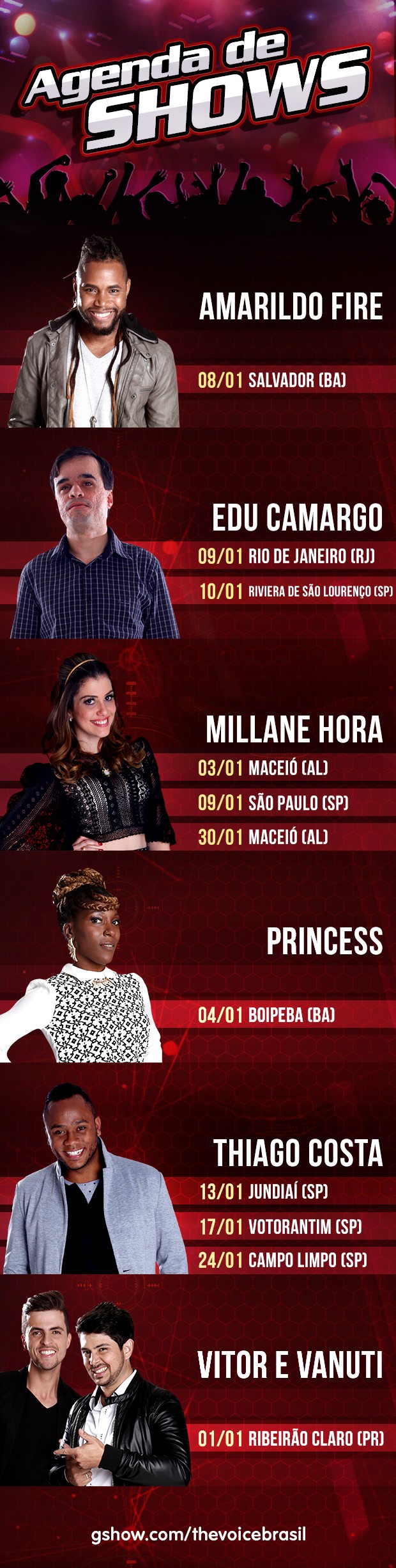 Agenda de shows para janeiro (Foto: The Voice Brasil)