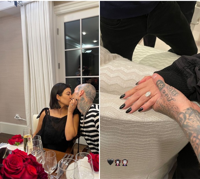O casal compartilhou fotos no Instagram logo em seguida, incluindo a primeira olhada no anel de noivado (Foto: Reprodução/ @atianadelahoya)
