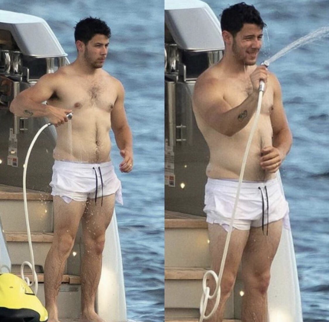 Nick Jonas curte sem camisa, em 2019 (Foto: Reprodução/Twitter)