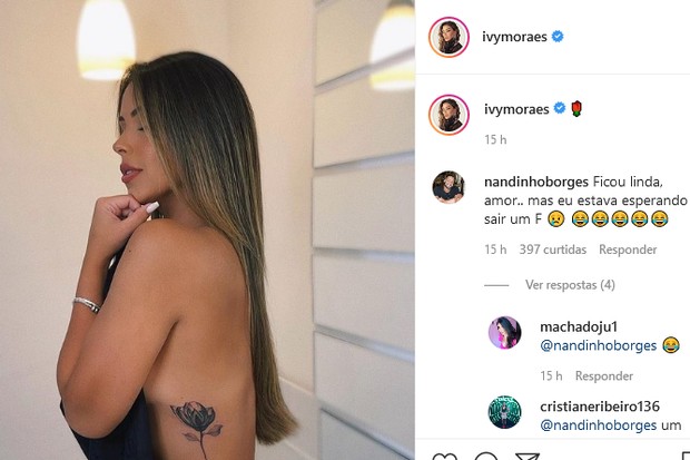 Ivy mostra nova tatuagem e namorado comenta (Foto: Reprodução/Instagram)