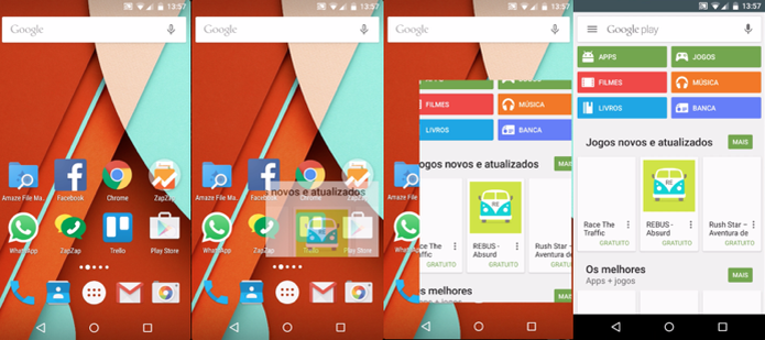 Android M tem nova animac¸a~o de abertura de apps (Foto: Reprodução/Paulo Alves)
