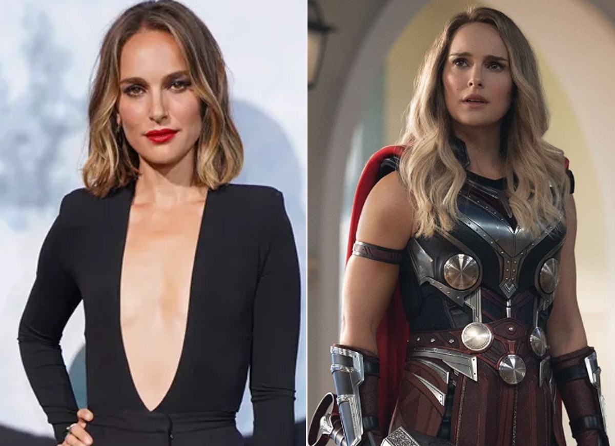 O antes e depois de Natalie Portman para Thor 4 (Foto: Getty Images e Divulgação)