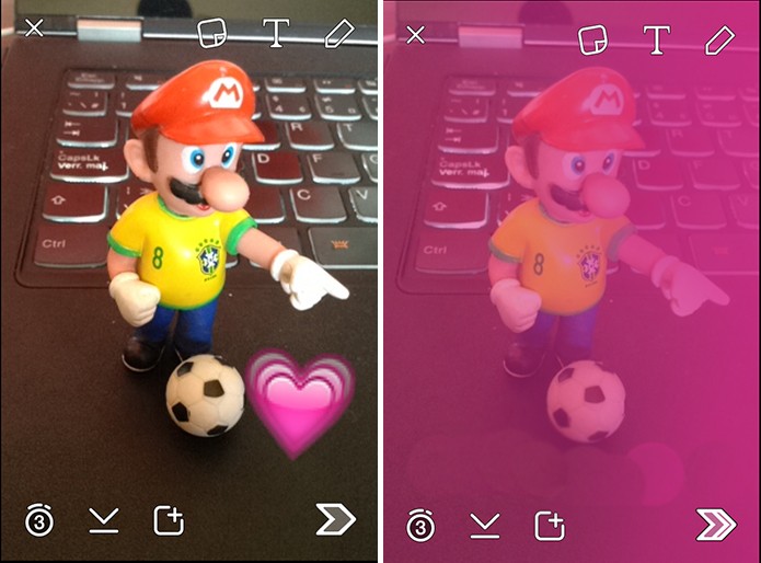 Snapchat pode ter cores adicionadas no iPhone a partir de emoticons (Foto: Reprodução/Elson de Souza)