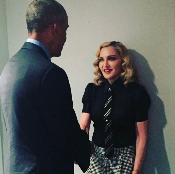 A cantora Madonna com Barack Obama (Foto: Instagram)