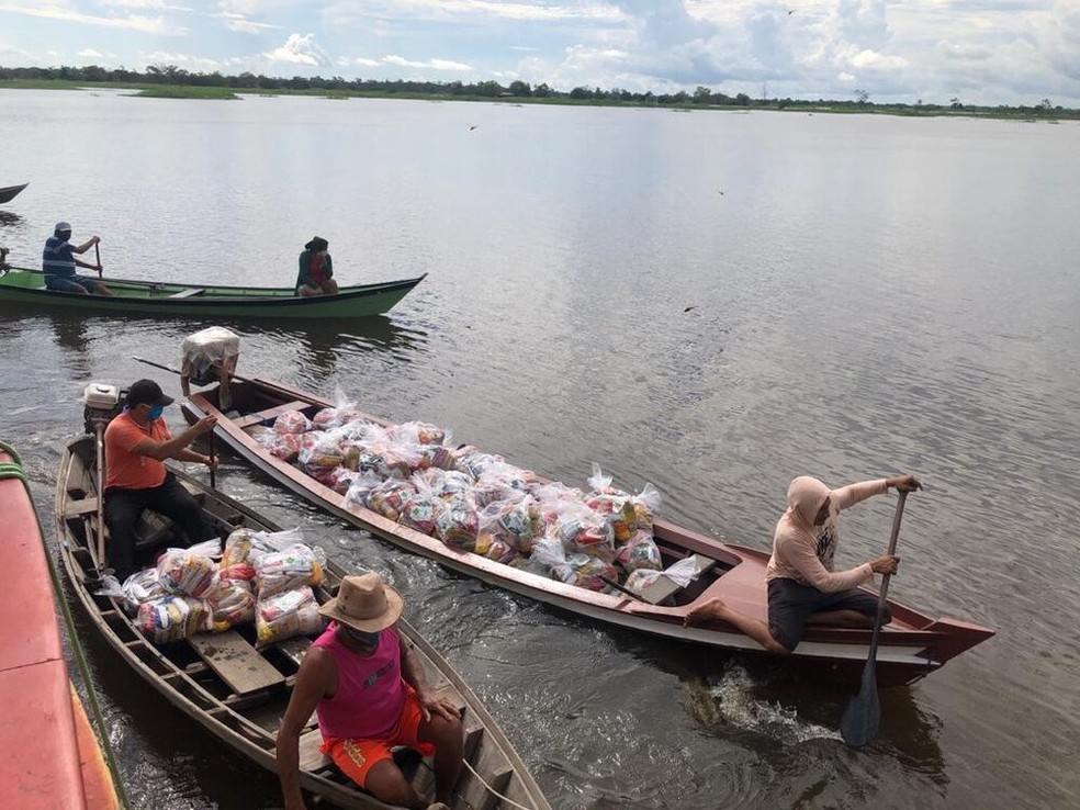 Pescadores de 41 comunidades receberão cestas básicas em Santarém— Foto: Sapopema/Divulgação