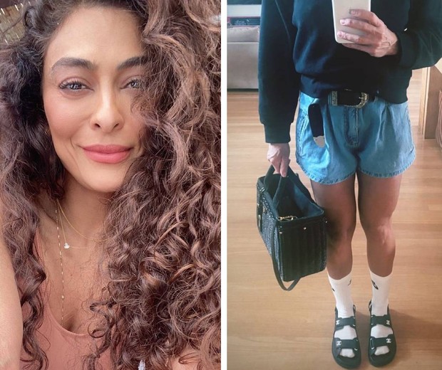 Juliana Paes aparece com look confortável, de papetes e meias (Foto: Reprodução/Instagram)