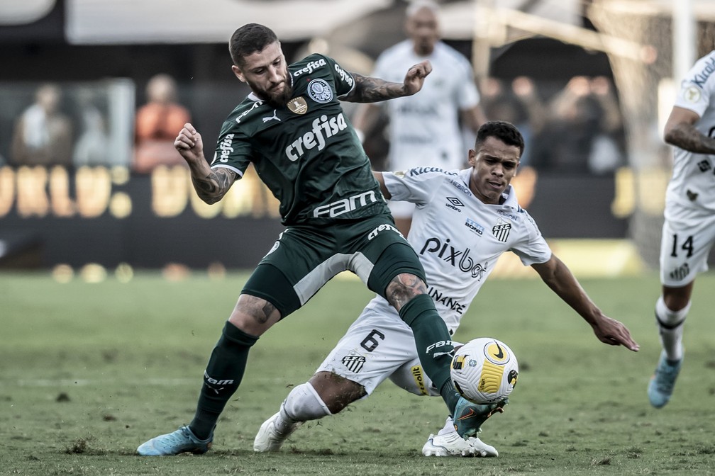 Sandry em a&ccedil;&atilde;o contra o Palmeiras &mdash; Foto: Ivan Storti / Santos FC