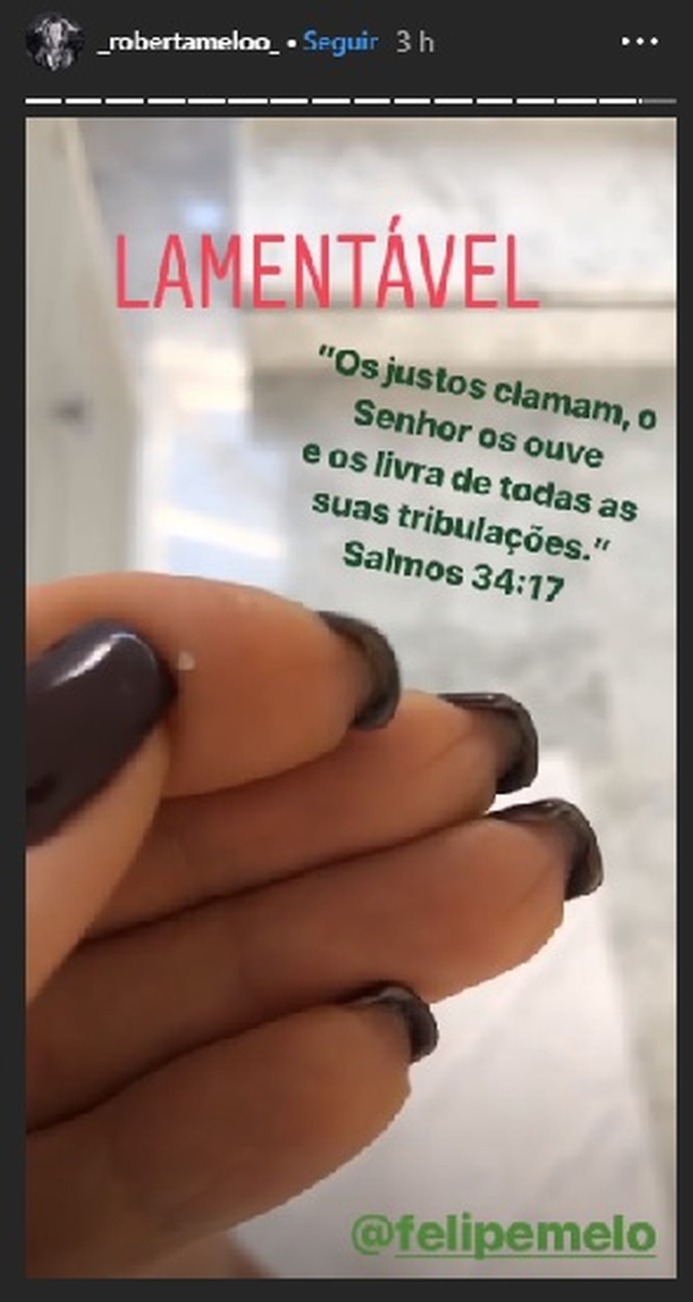 Esposa de Felipe Melo em vídeo nas redes sociais — Foto: Reprodução