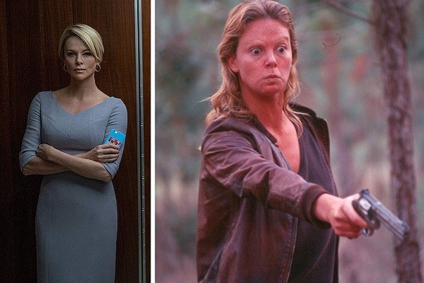 Charlize Theron em 'O Escândalo' (2019) e 'Monster - Desejo Assassino' (2003) (Foto: Divulgação)