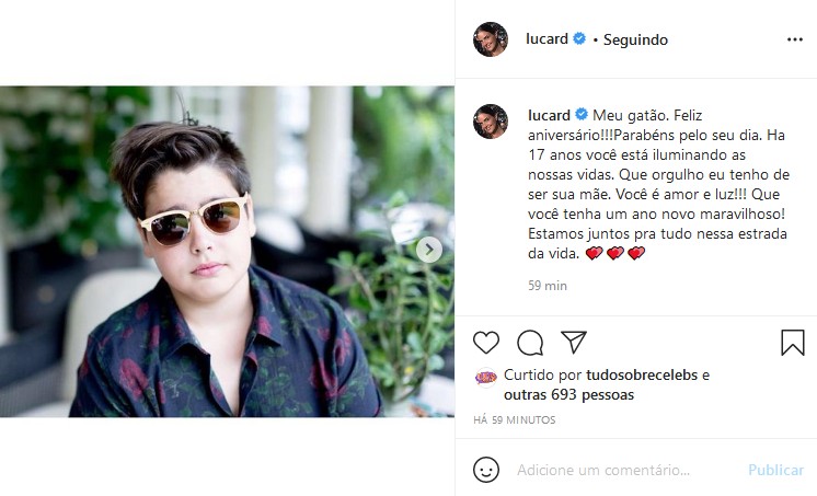 Luciana Cardoso homenageia o filho mais velho, João Guilherme (Foto: Reprodução/Instagram)