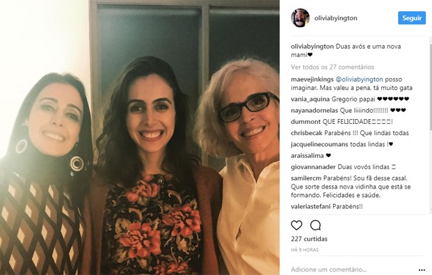 Giovanna Nader, namorada de Gregório Duvivier, entre a mãe e a sogra, Olivia Byington (dir) (Foto: Reprodução/Instagram)