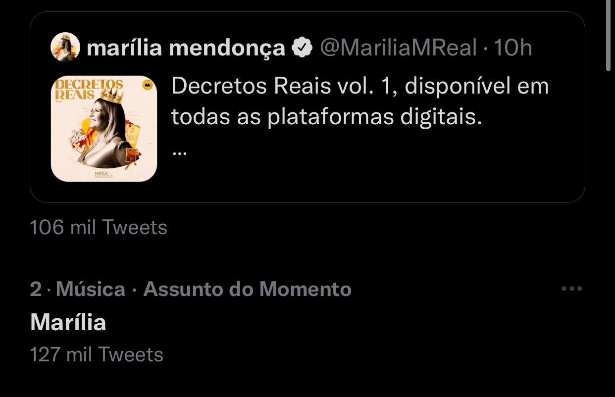 Marília Mendonça é um dos assuntos mais comentados do momento e ganha homenagens dos fãs (Foto: Reprodução / Instagram)