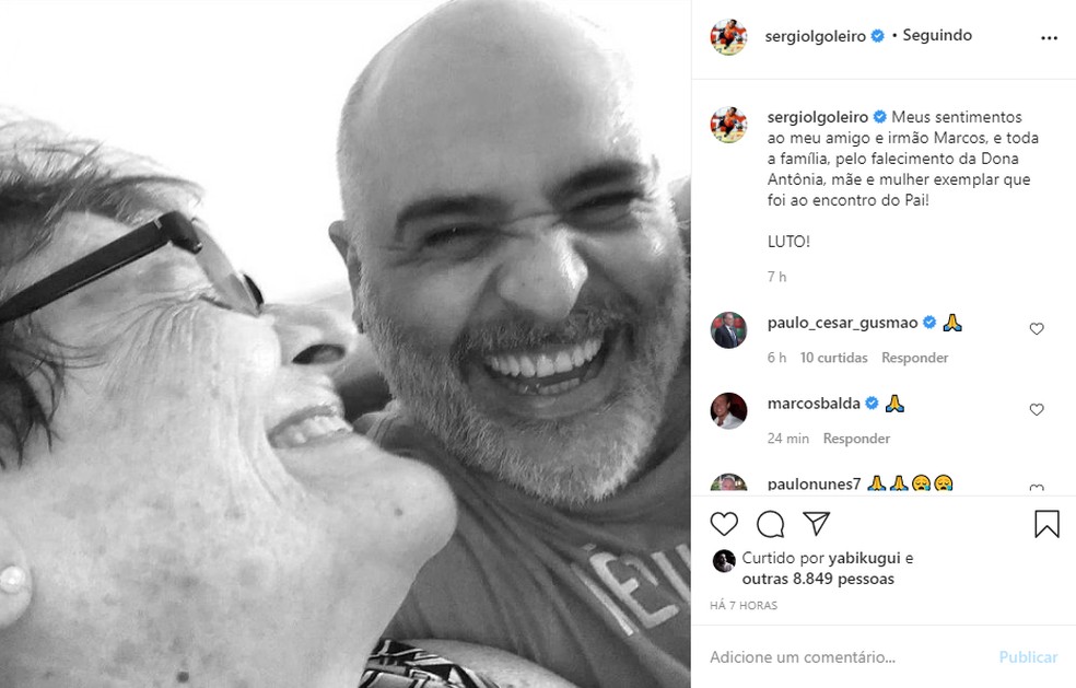 Ex-goleiro Sérgio publicou foto de Marcos com Antônia — Foto: Instagram/Reprodução
