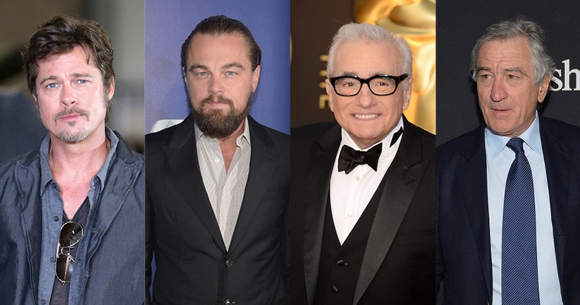 Brad Pitt, Leonardo DiCaprio, Martin Scorsese e Robert DeNiro (Foto: Getty Images)
