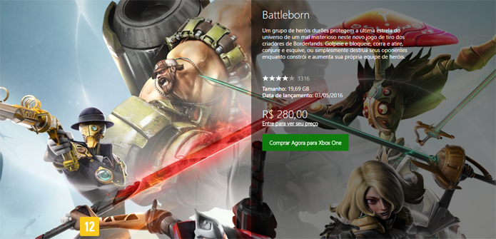 Página de Battleborn no site da Xbox LIVE Marketplace (Foto: Reprodução/André Mello)