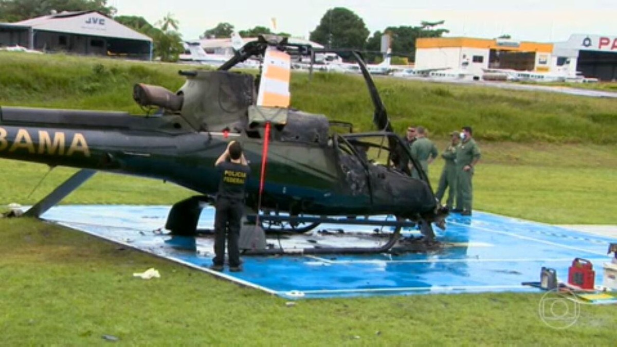 Criminosos invadem aeroclube em Manaus e ateiam fogo em dois helicópteros do Ibama