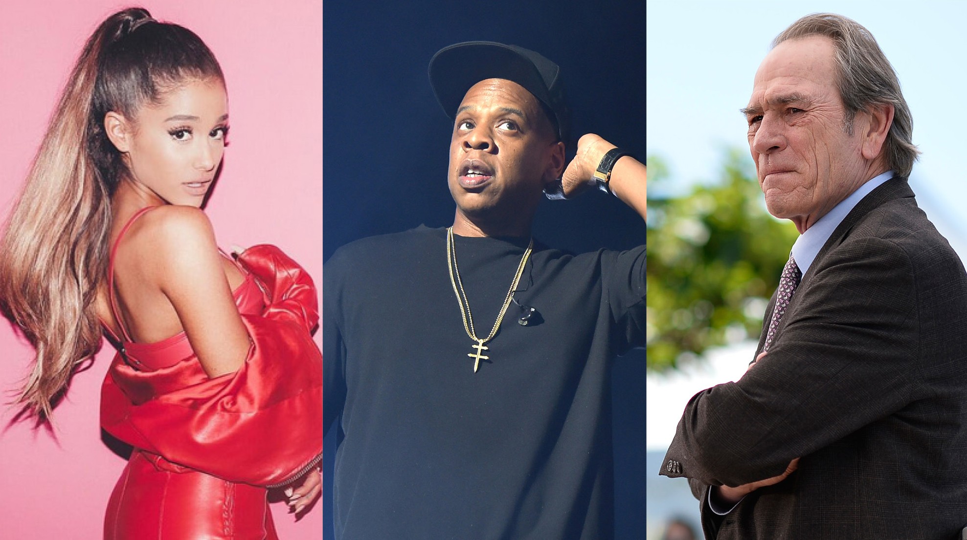 Ariana Grande, Jay-Z e Tommy Lee Jones (Foto: Instagram / Getty Images)