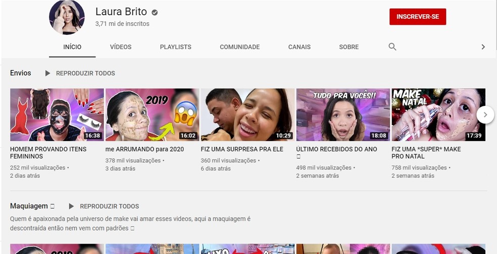 Al�m dos tutoriais de maquiagem, Laura Brito tamb�m compartilha rotina nas redes sociais � Foto: Reprodu��o/Youtube
