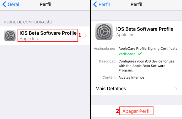 Acessando e apagando o Perfil iOS Beta Software Profile (Foto: Reprodução/Edivaldo Brito)