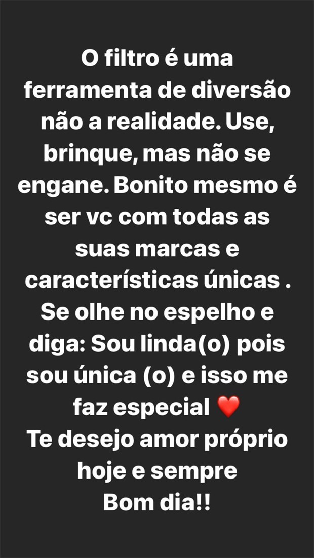 Eliana reflete sobre uso de filtros no Instagram (Foto: Reprodução / Instagram)