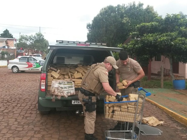 Policiais apreenderam 450 kg de maconha em Campo Erê (Foto: Polícia Civil/Divulgação)